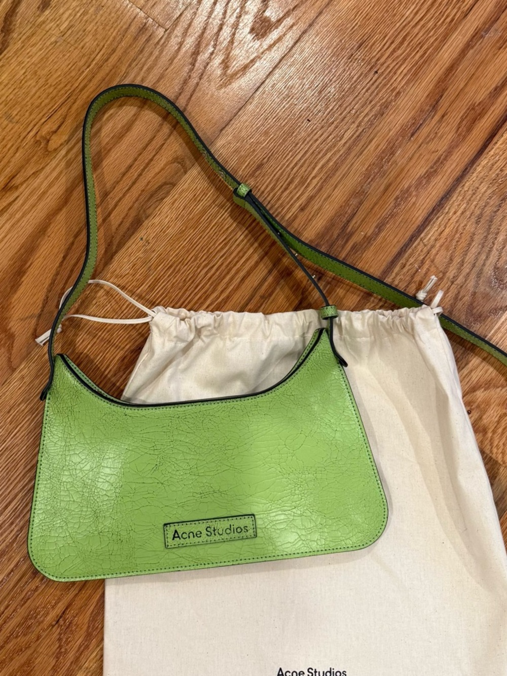 Acne Studios Lime Green Leather Shoulder Bag